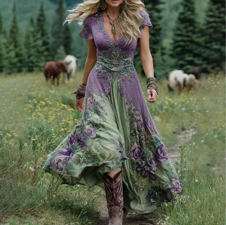 Celestine™ | Flowing, Tailored Floral Dress