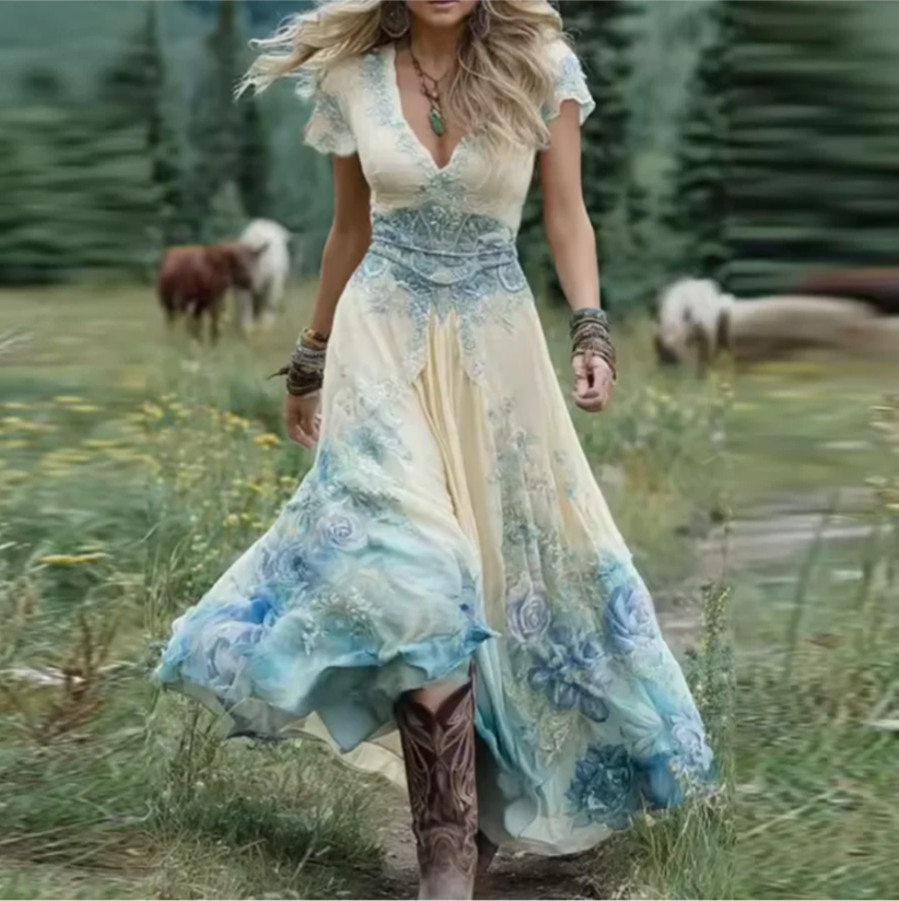 Celestine™ | Flowing, Tailored Floral Dress