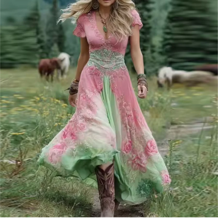 Celestine™ | Flowing, Tailored Floral Dress