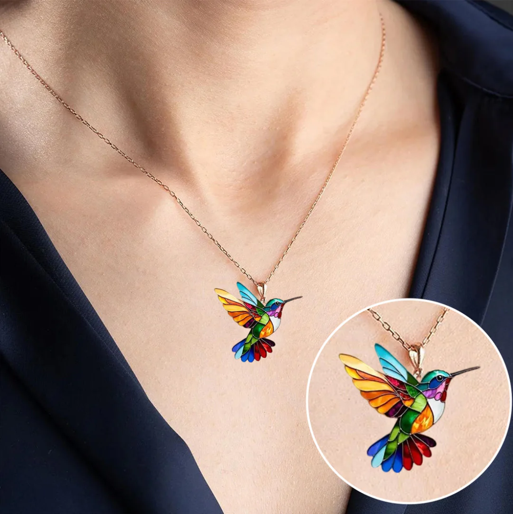 Lena™ | Elegant and Colorful Hummingbird Necklace