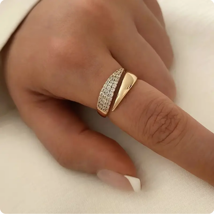 Elegant Gold Ring With Sparkling Stones