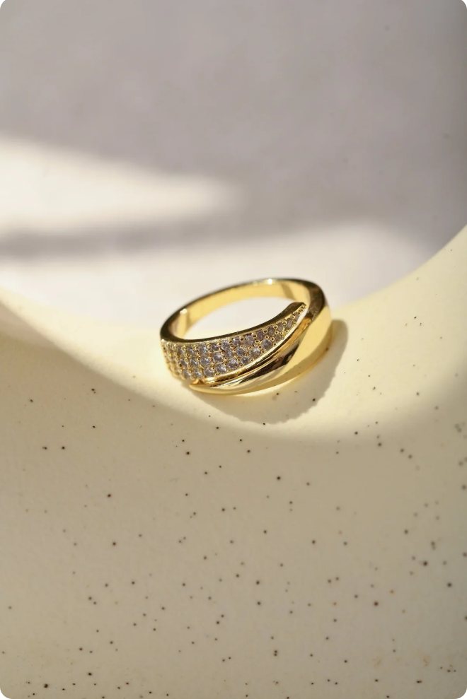 Elegant Gold Ring With Sparkling Stones