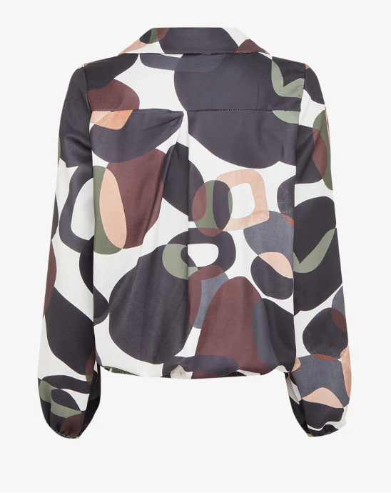 70s Print Wrap Neck Ball Top