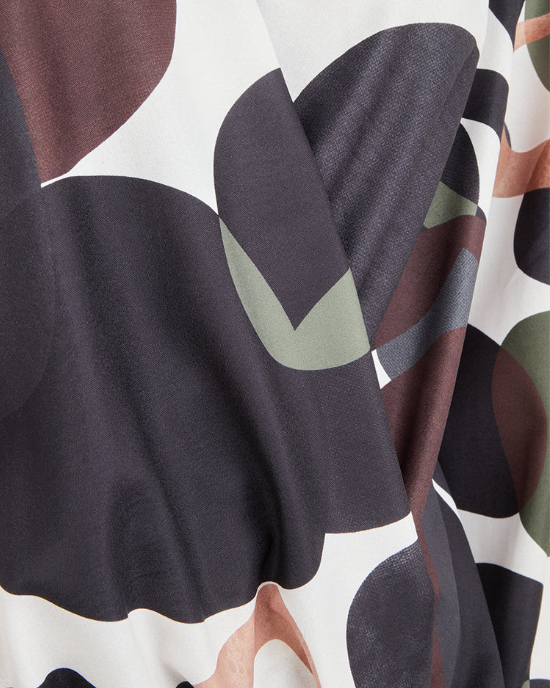 70s Print Wrap Neck Ball Top