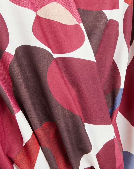 70s Print Wrap Neck Ball Top