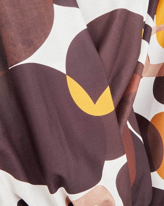 70s Print Wrap Neck Ball Top