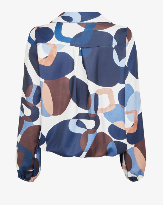 70s Print Wrap Neck Ball Top