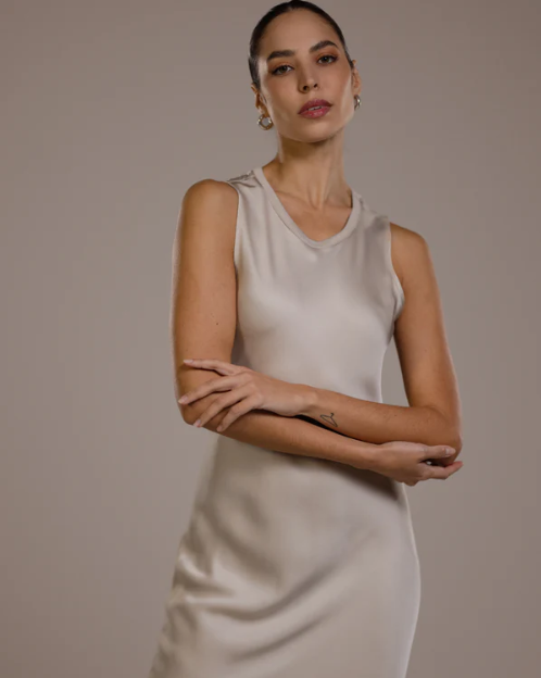Sabrina™ | Sleeveless Satin Dress