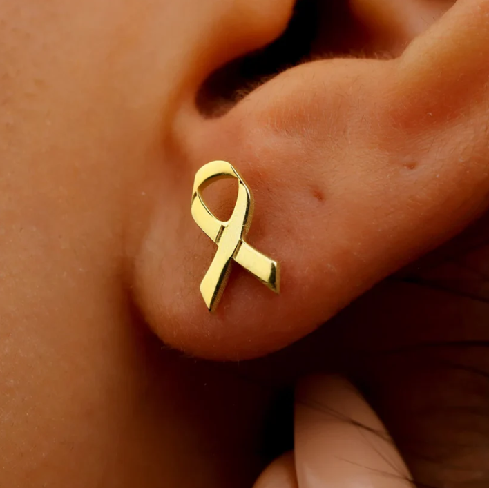 Sara Ribbon Stud Earrings | Support Breast Cancer