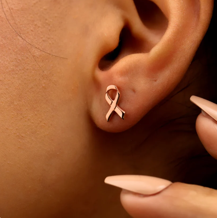 Sara Ribbon Stud Earrings | Support Breast Cancer