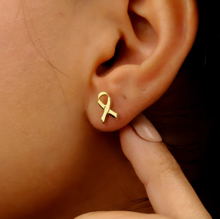 Sara Ribbon Stud Earrings | Support Breast Cancer