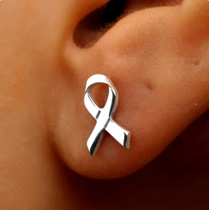 Sara Ribbon Stud Earrings | Support Breast Cancer