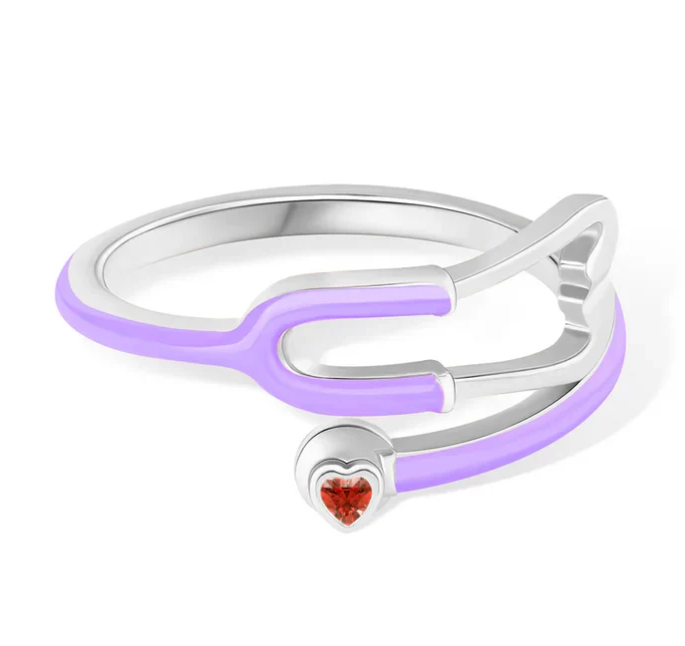 Ring With Heart Birthstone