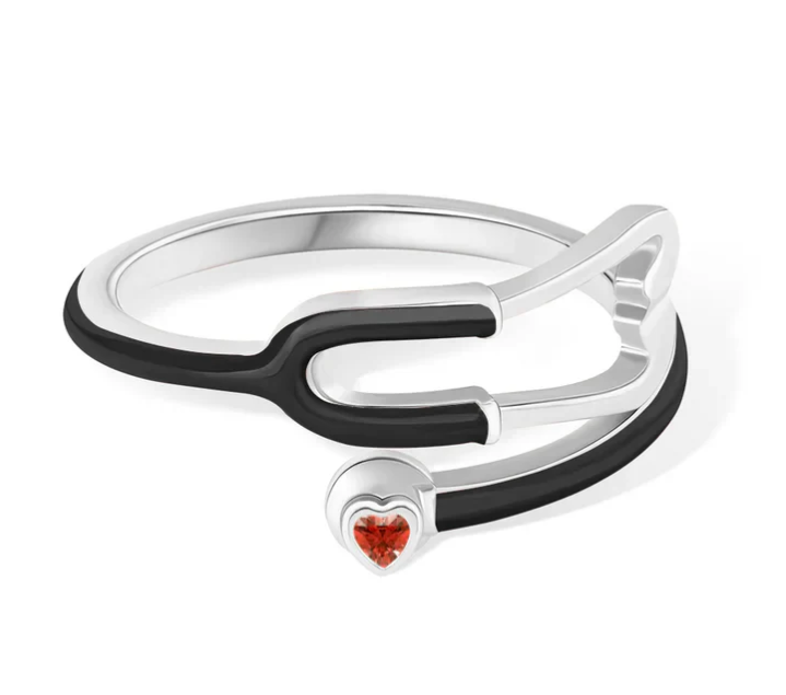 Ring With Heart Birthstone