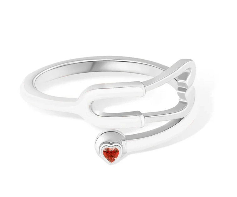 Ring With Heart Birthstone