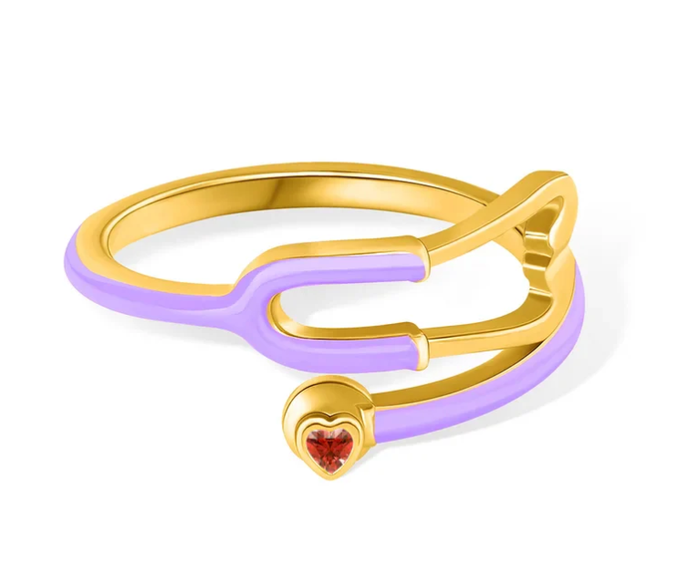 Ring With Heart Birthstone