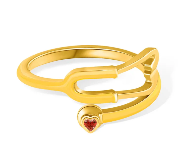 Ring With Heart Birthstone