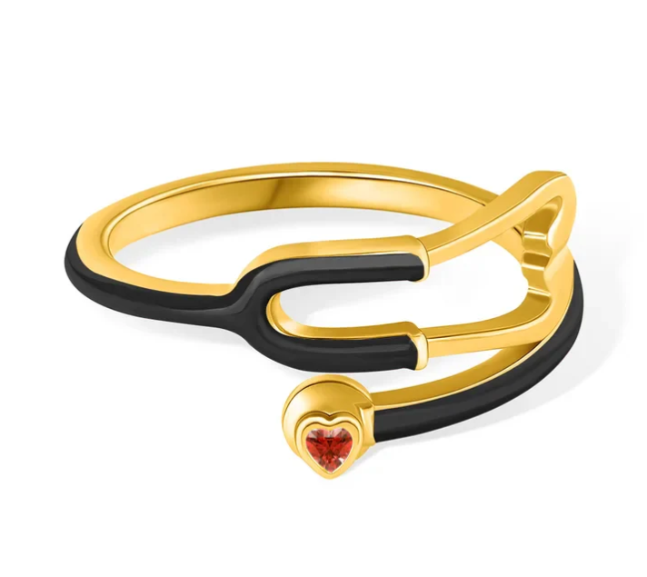 Ring With Heart Birthstone