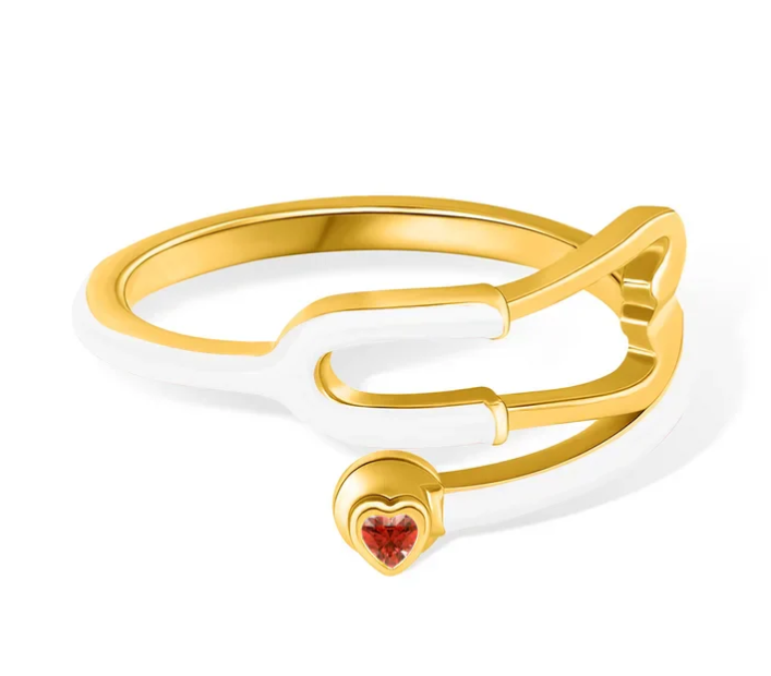 Ring With Heart Birthstone