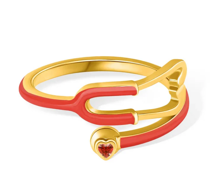 Ring With Heart Birthstone