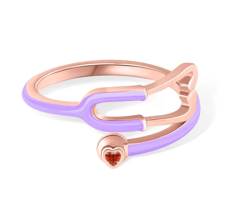 Ring With Heart Birthstone