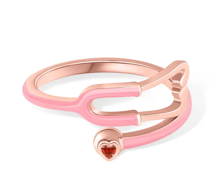 Ring With Heart Birthstone