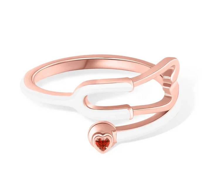 Ring With Heart Birthstone