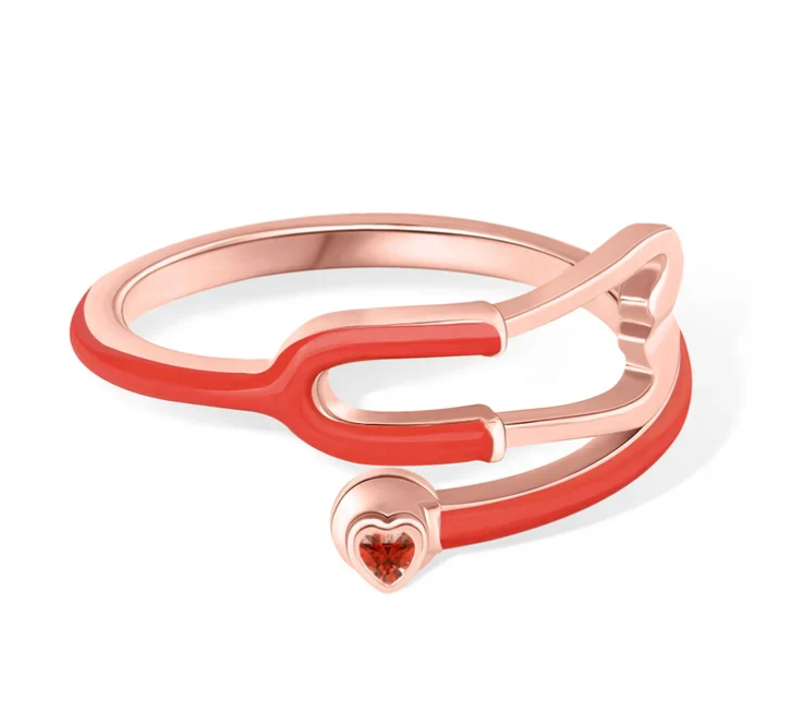 Ring With Heart Birthstone